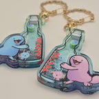Wooper Quagsire Ramune Liquid Glitter Shaker Keychain