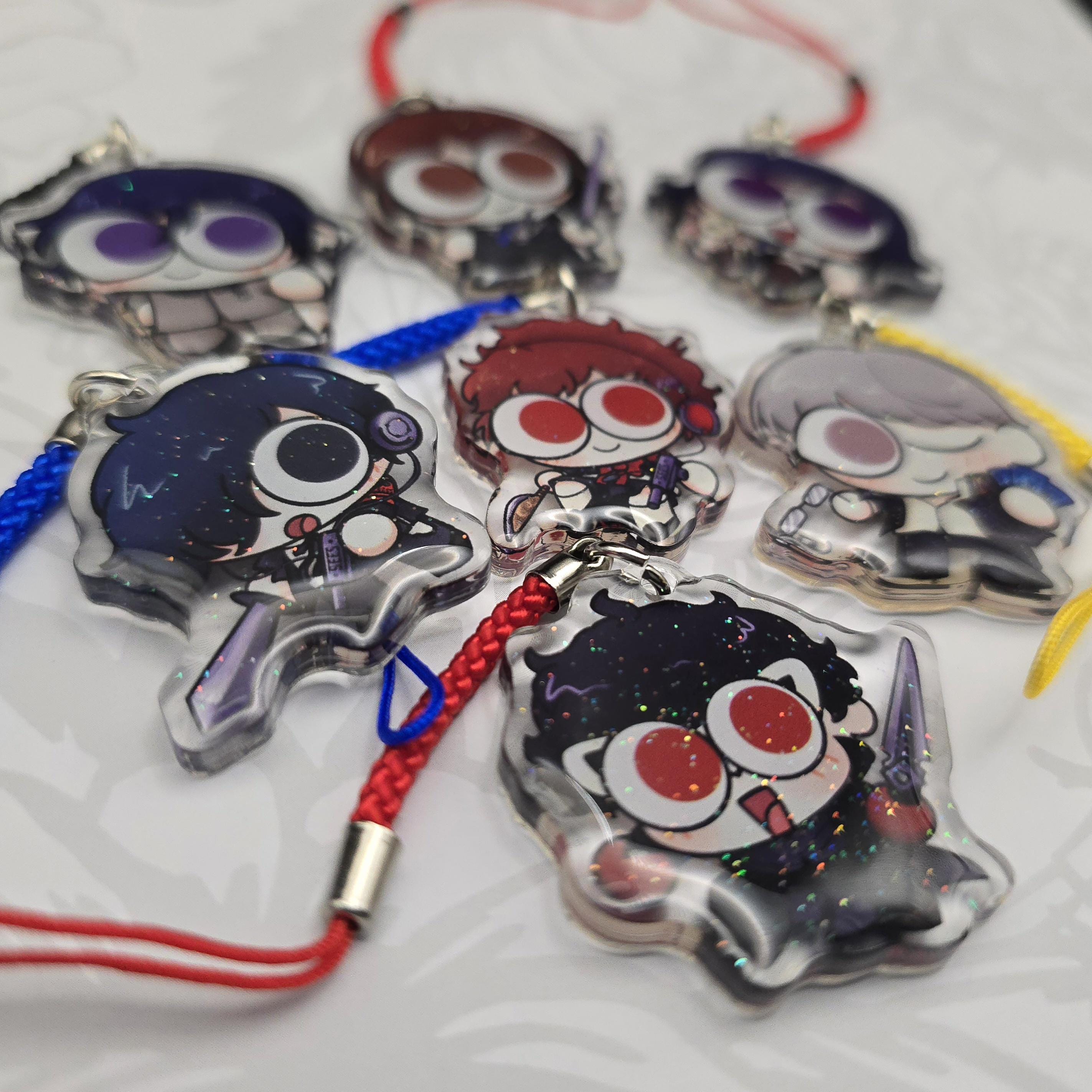 Persona Protagonist Glitter Epoxy Phone Charm Keychains