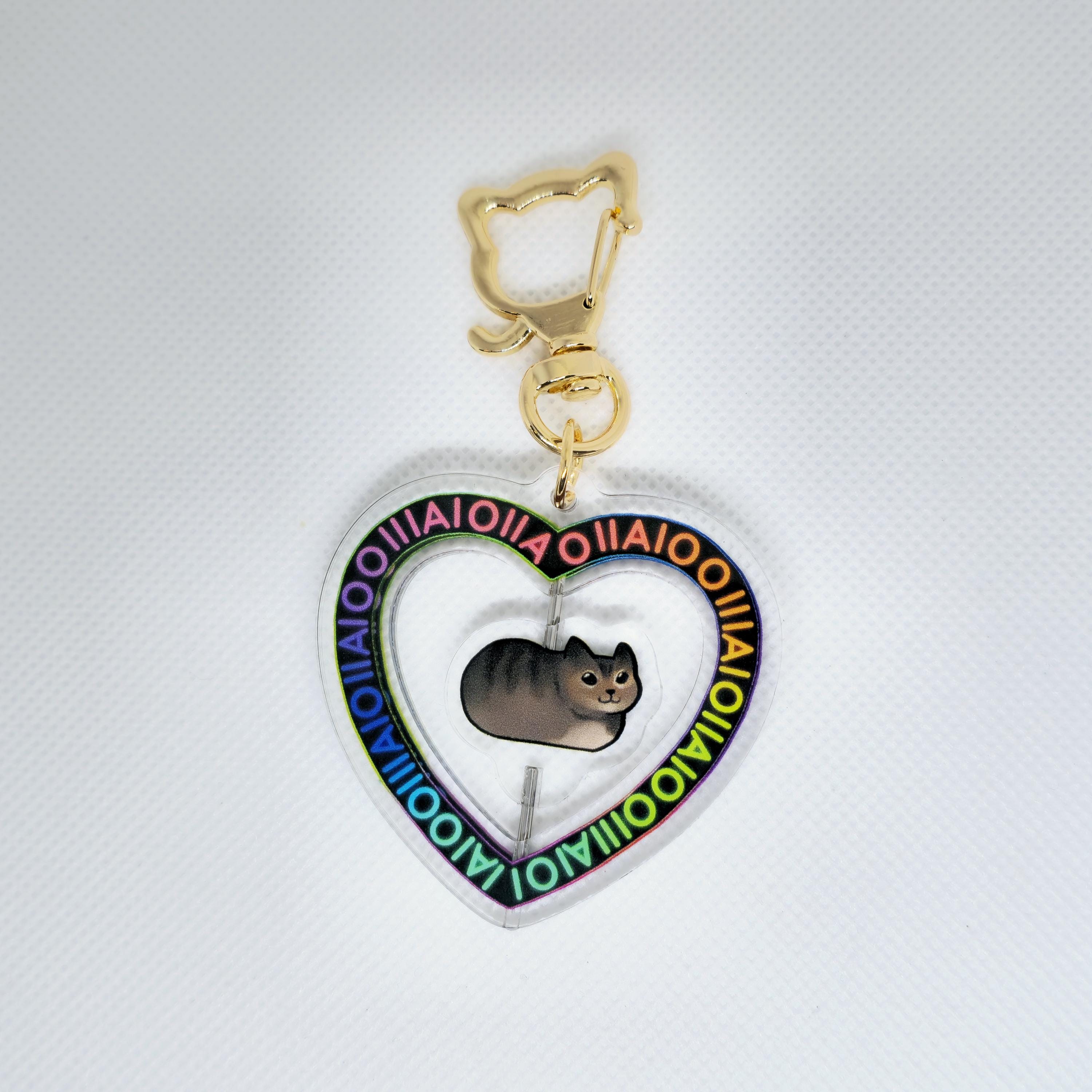 oiia cat 2" Spinner Keychain