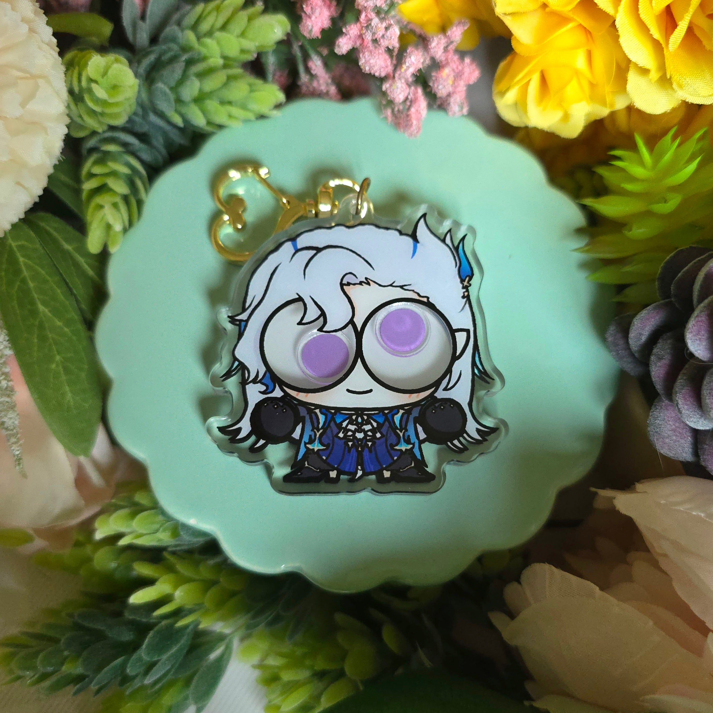 Genshin Impact Acrylic Googly Eye Shaker Keychain