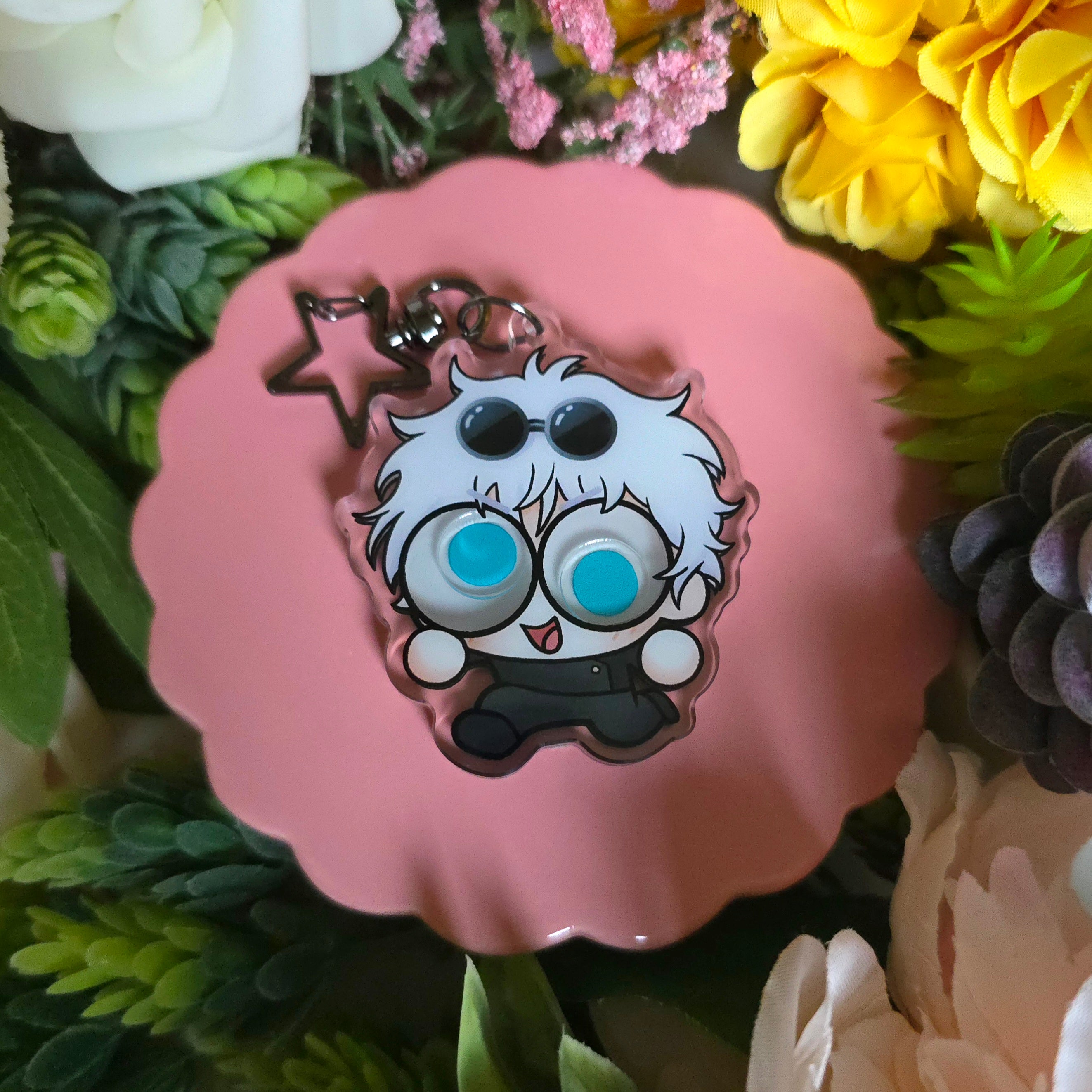 Satoru Gojo and Yuji Itadori 2.5" Googly Eye Shaker Keychains