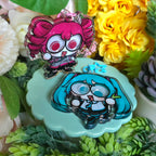 Hatsune Miku and Kasane Teto 3" Googly Eye Shaker Keychains