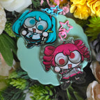 Hatsune Miku and Kasane Teto 3" Googly Eye Shaker Keychains