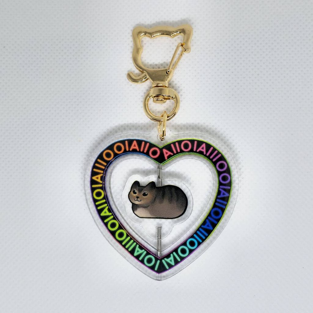 oiia cat 2" Spinner Keychain