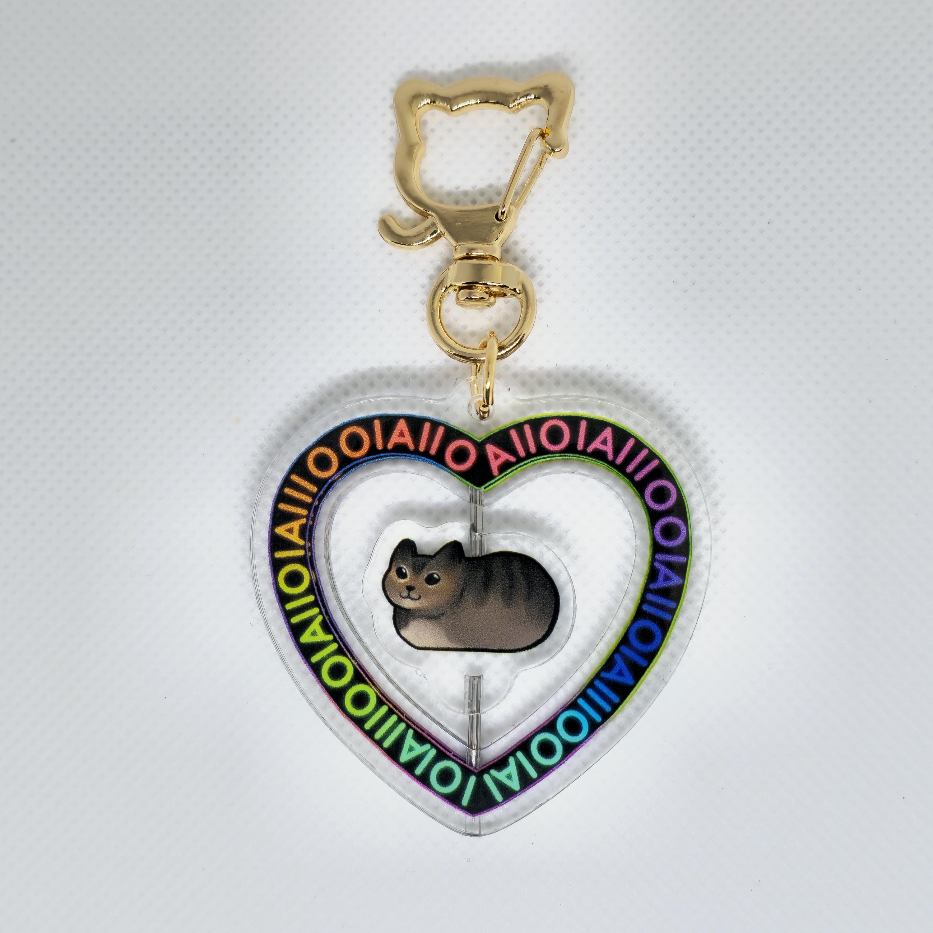 oiia cat 2" Spinner Keychain