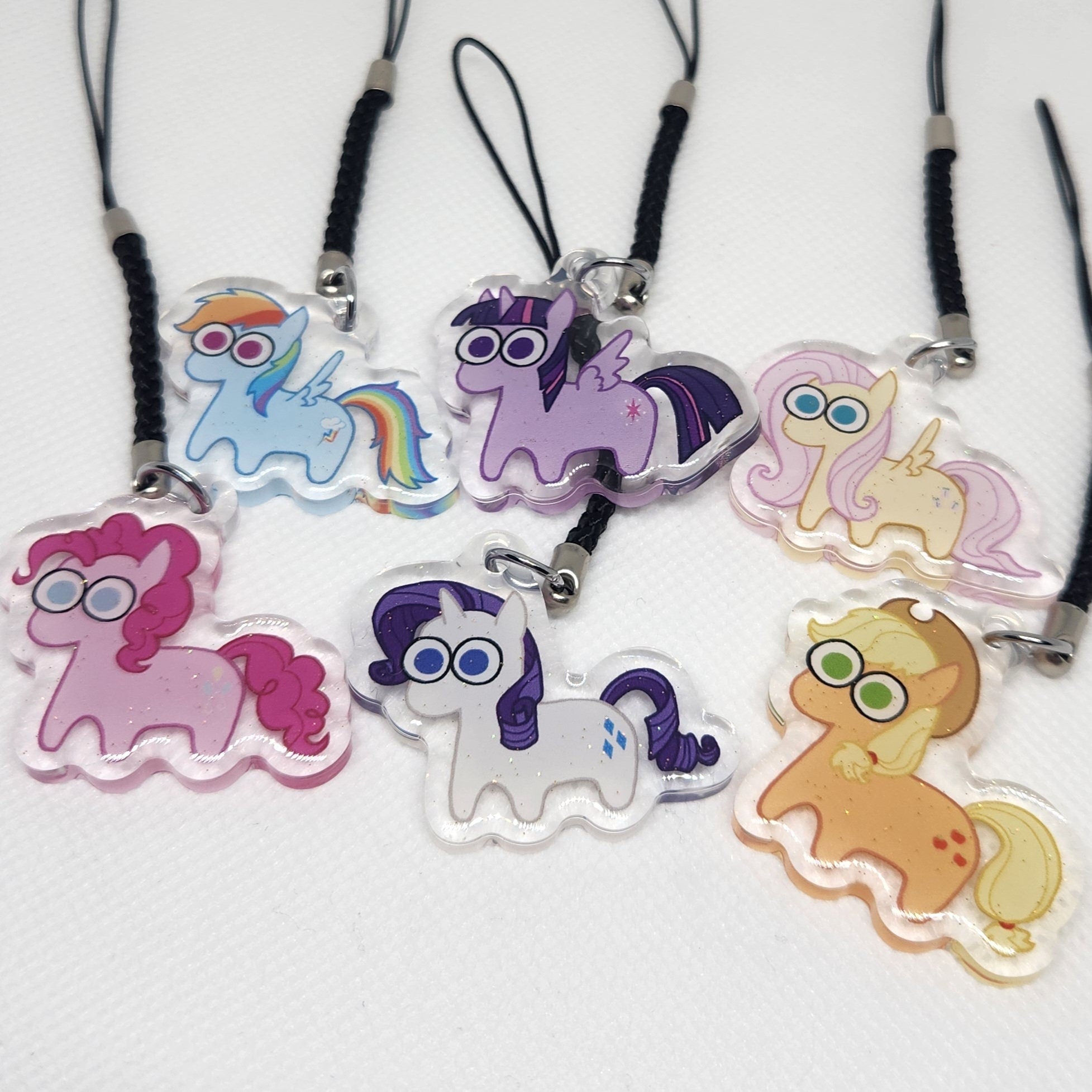 MLP Glitter Epoxy Phone Charm Keychain: Mane 6