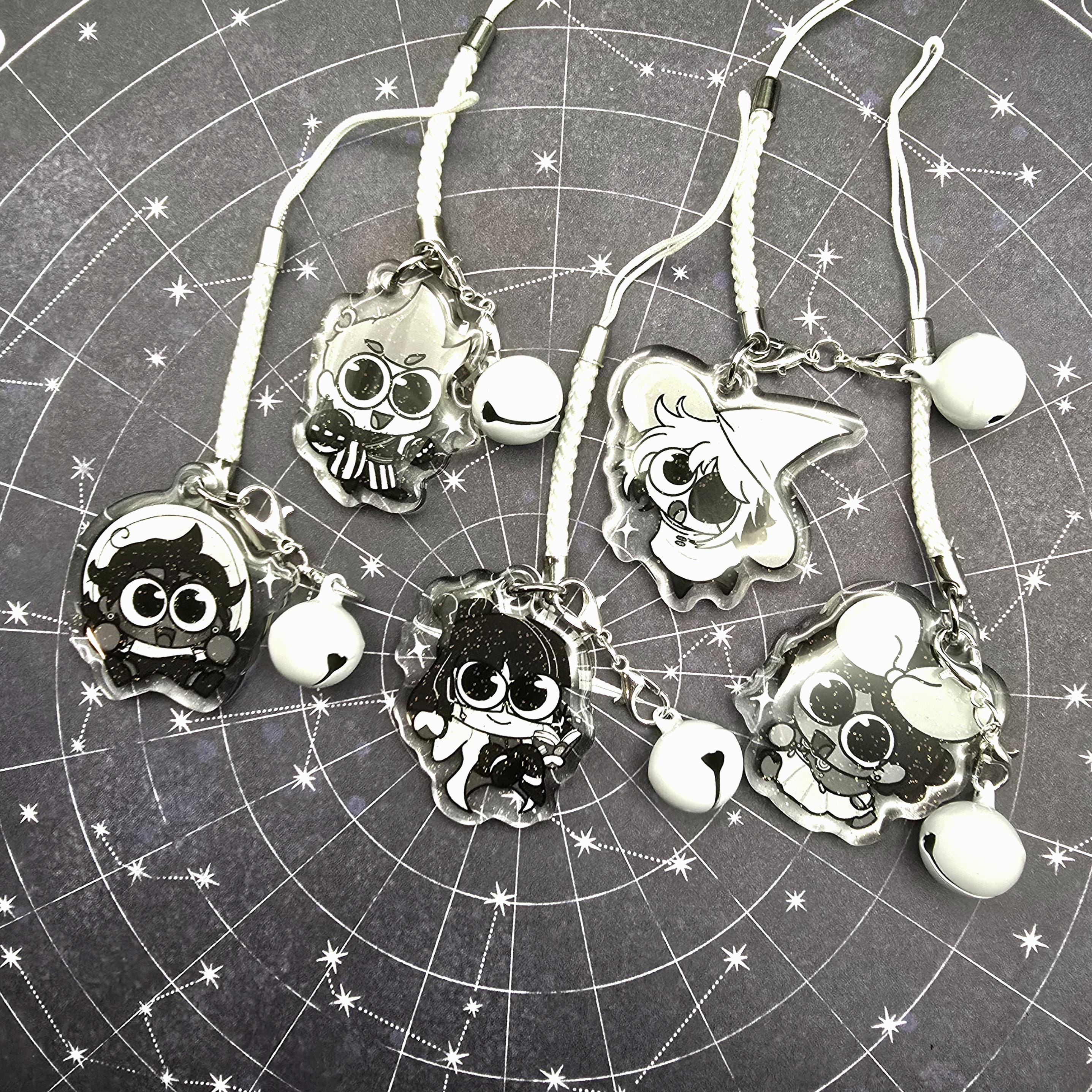 ISAT |  In Stars and Time Glitter Epoxy Phone Charm Keychain with Bell