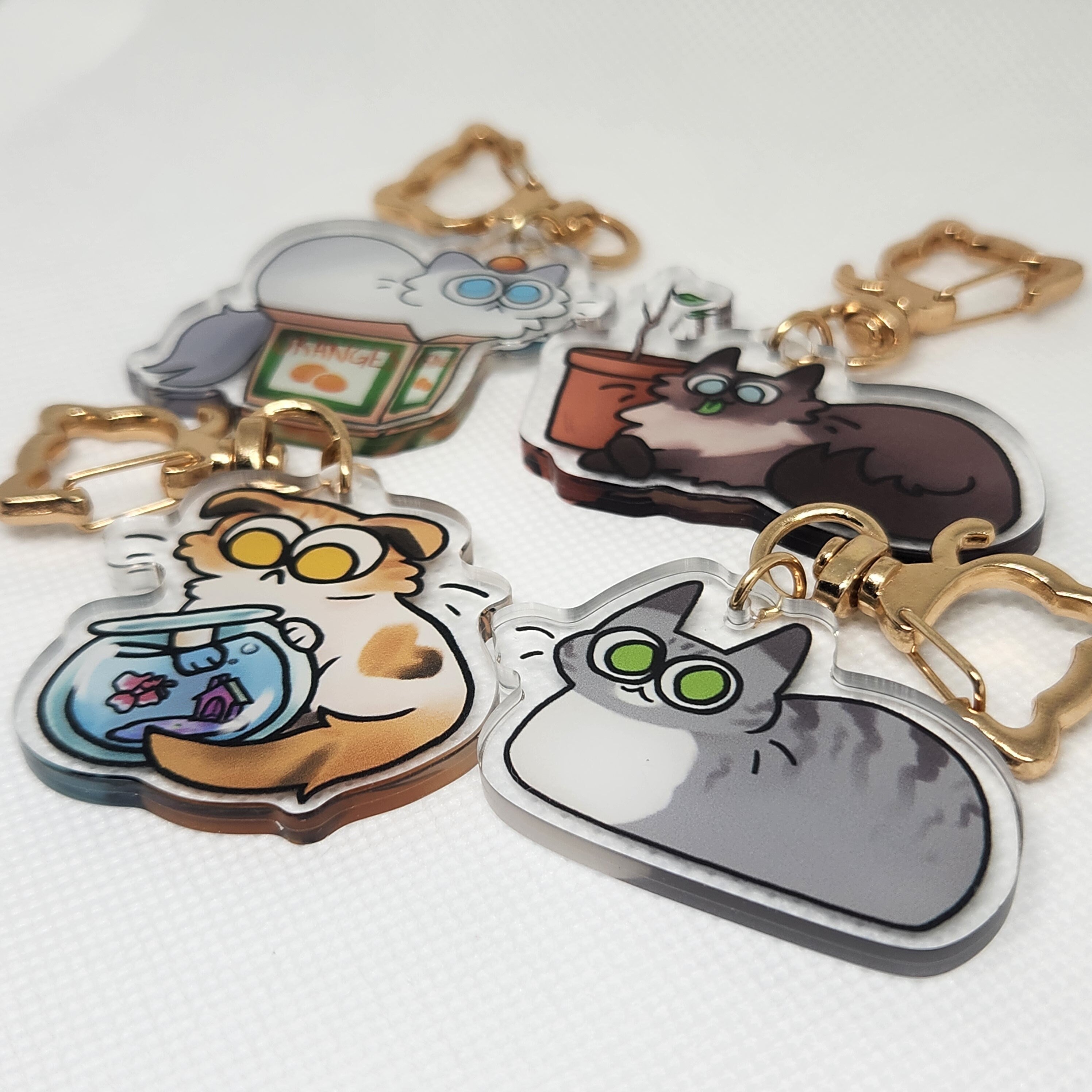Goofy Cat Acrylic Keychains