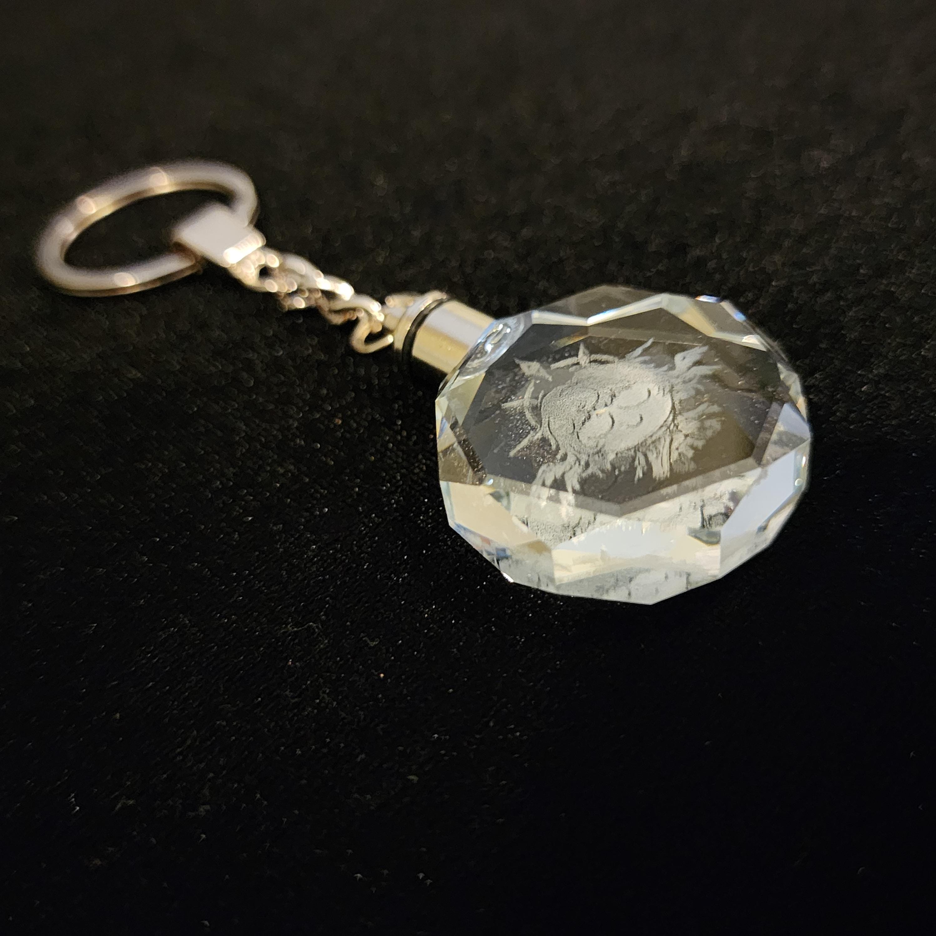 Sunday Laser Crystal Keychain With LED Light