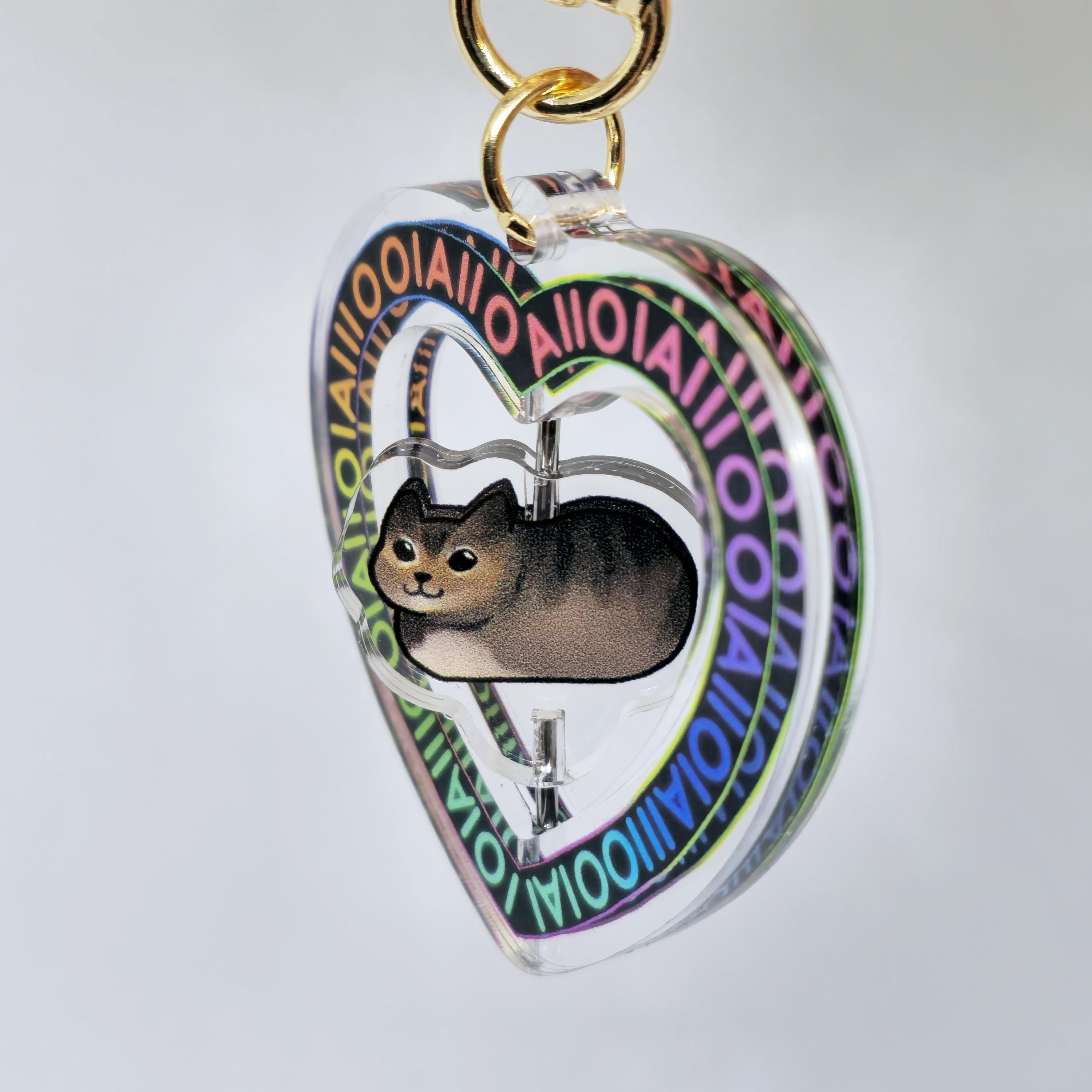oiia cat 2" Spinner Keychain