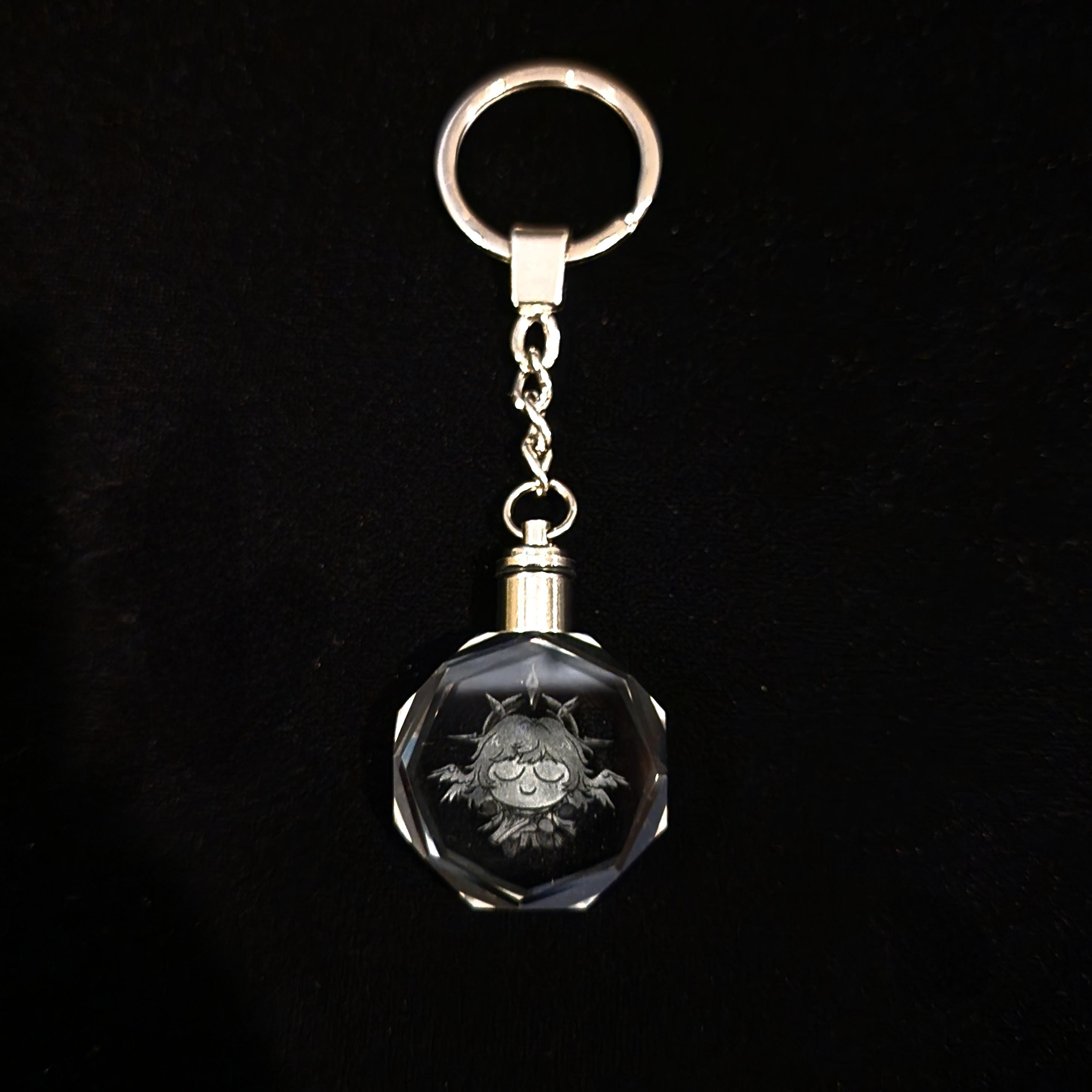 Sunday Laser Crystal Keychain With LED Light
