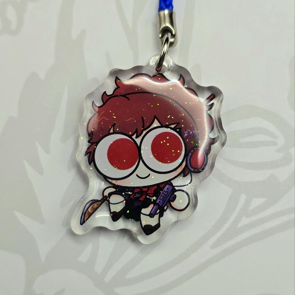 Persona Protagonist Glitter Epoxy Phone Charm Keychains