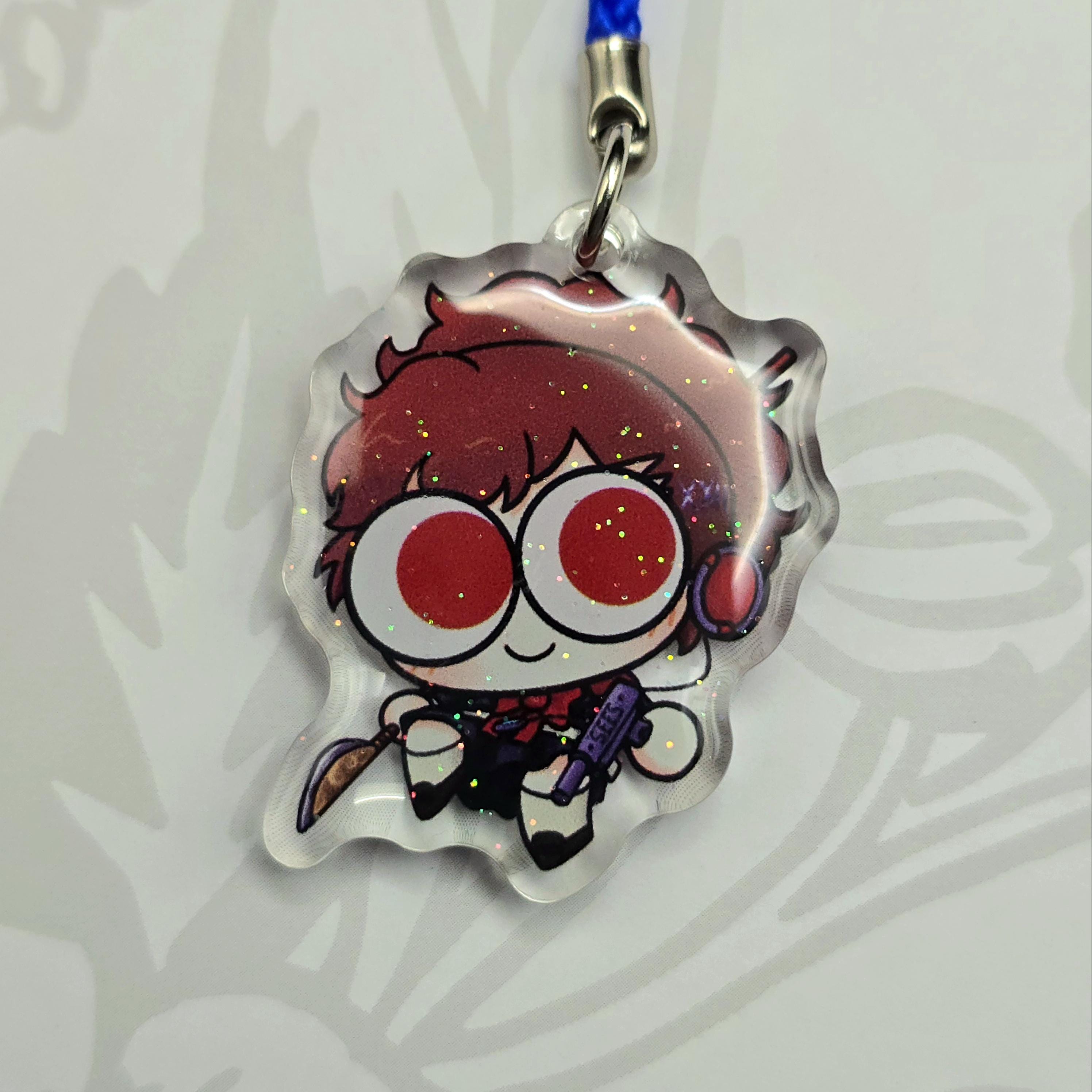 Persona Protagonist Glitter Epoxy Phone Charm Keychains