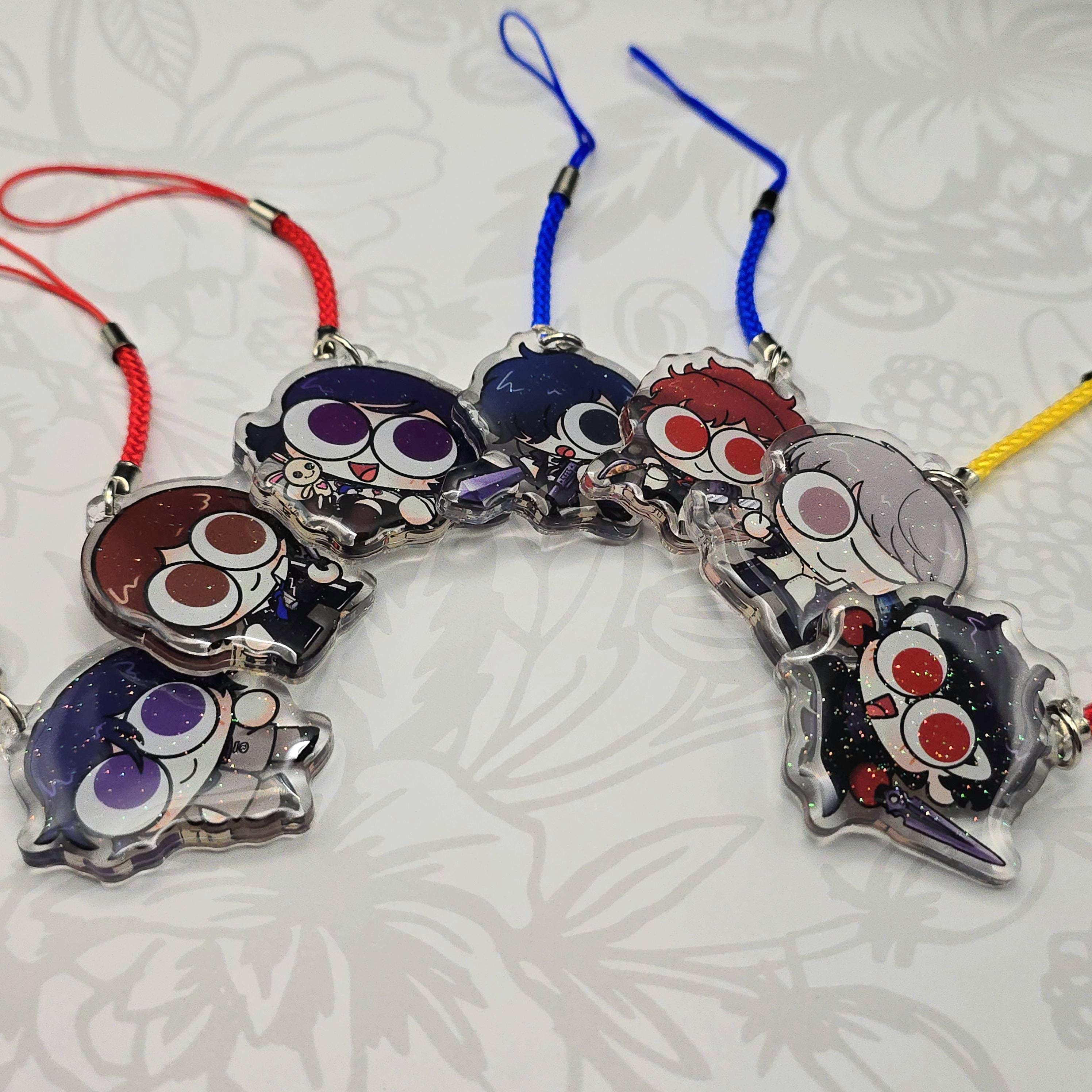 Persona Protagonist Glitter Epoxy Phone Charm Keychains
