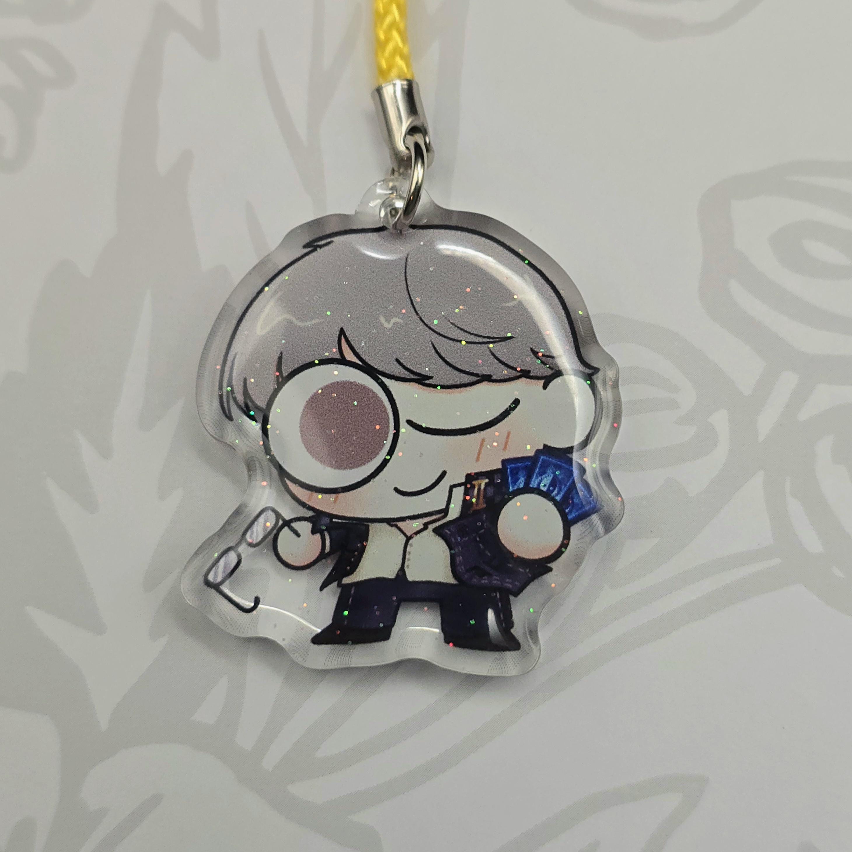 Persona Protagonist Glitter Epoxy Phone Charm Keychains