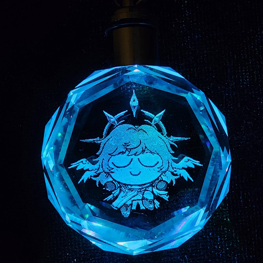 Sunday Laser Crystal Keychain With LED Light