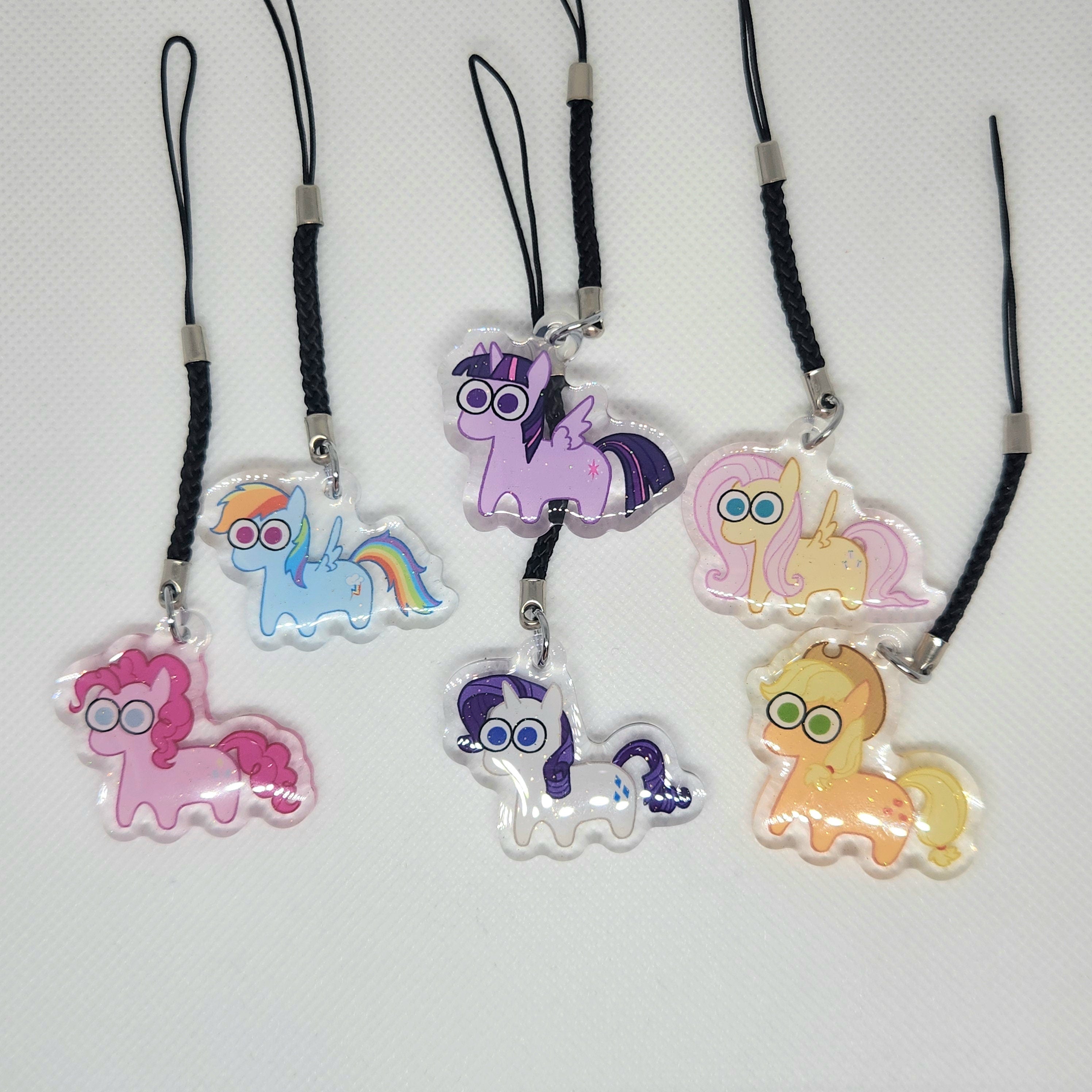 MLP Glitter Epoxy Phone Charm Keychain: Mane 6