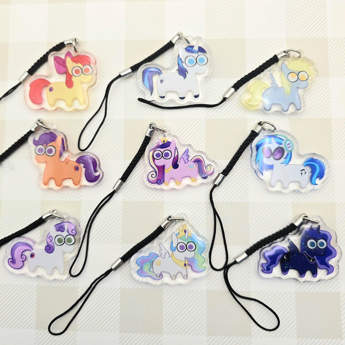 MLP Glitter Epoxy Keychain: Princesses and Side Characters