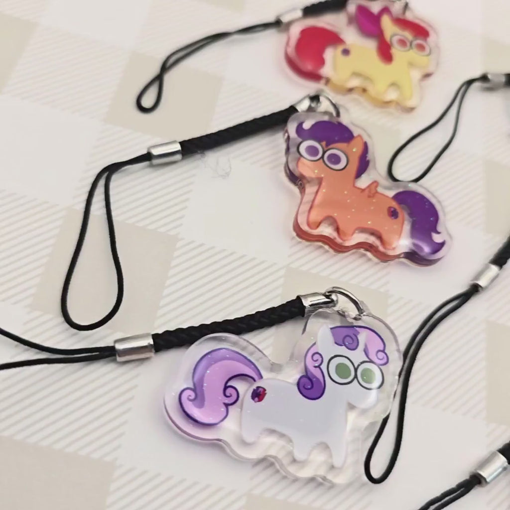 MLP My Little Pony Glitter Epoxy Keychain:  Side Characters, Princesses, and Cutie Mark Crusaders