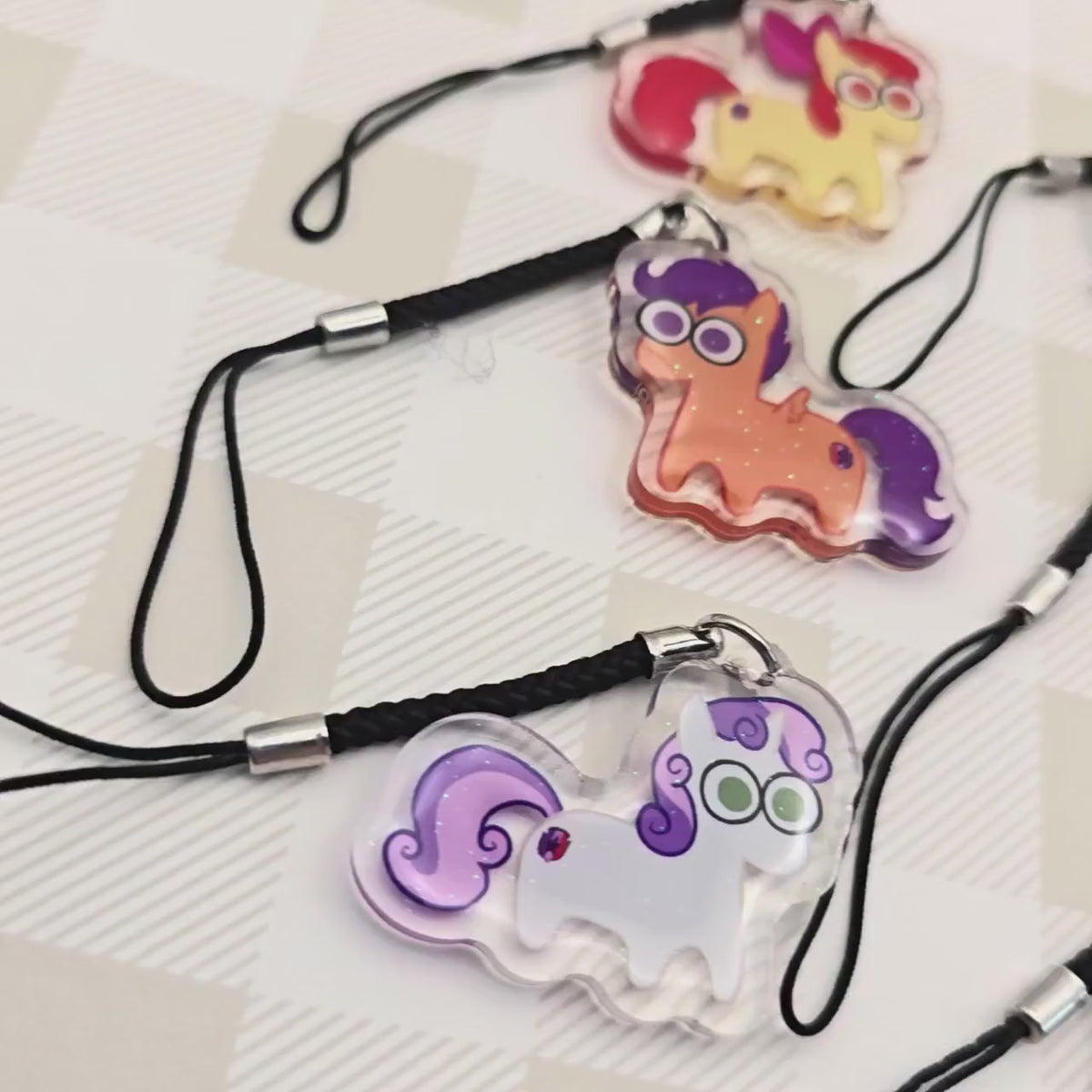 MLP My Little Pony Glitter Epoxy Keychain:  Side Characters, Princesses, and Cutie Mark Crusaders