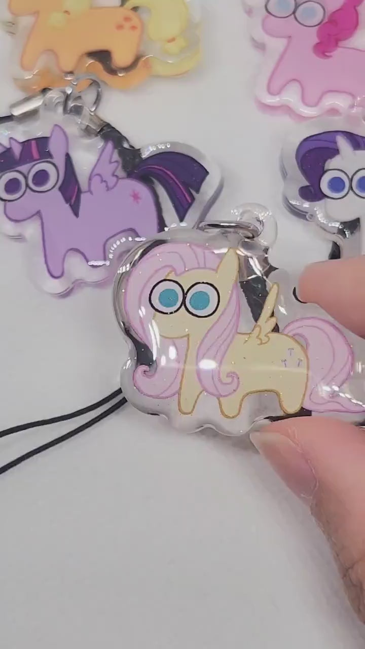 MLP Glitter Epoxy Phone Charm Keychain: Mane 6