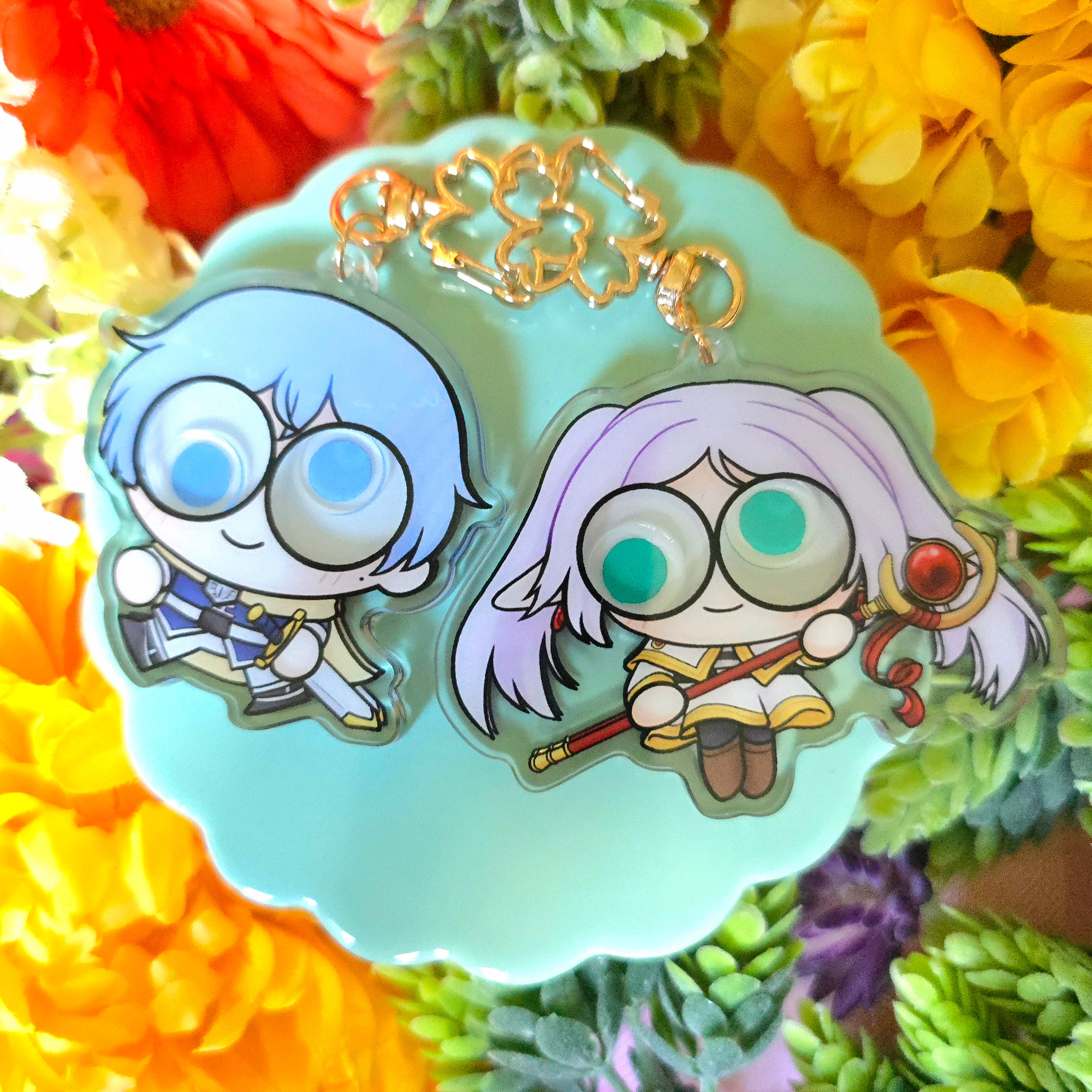 Frieren and Himmel Googly Eye Shaker Keychains